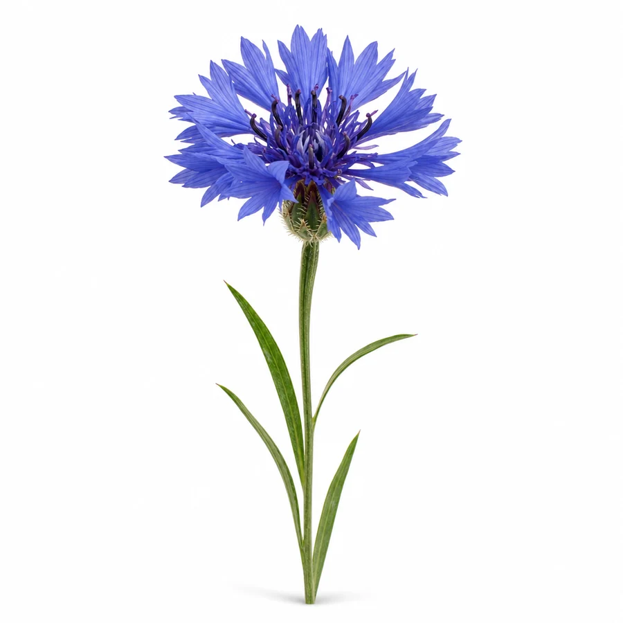 Albastrea (Centaurea cyanus) pe fundal alb