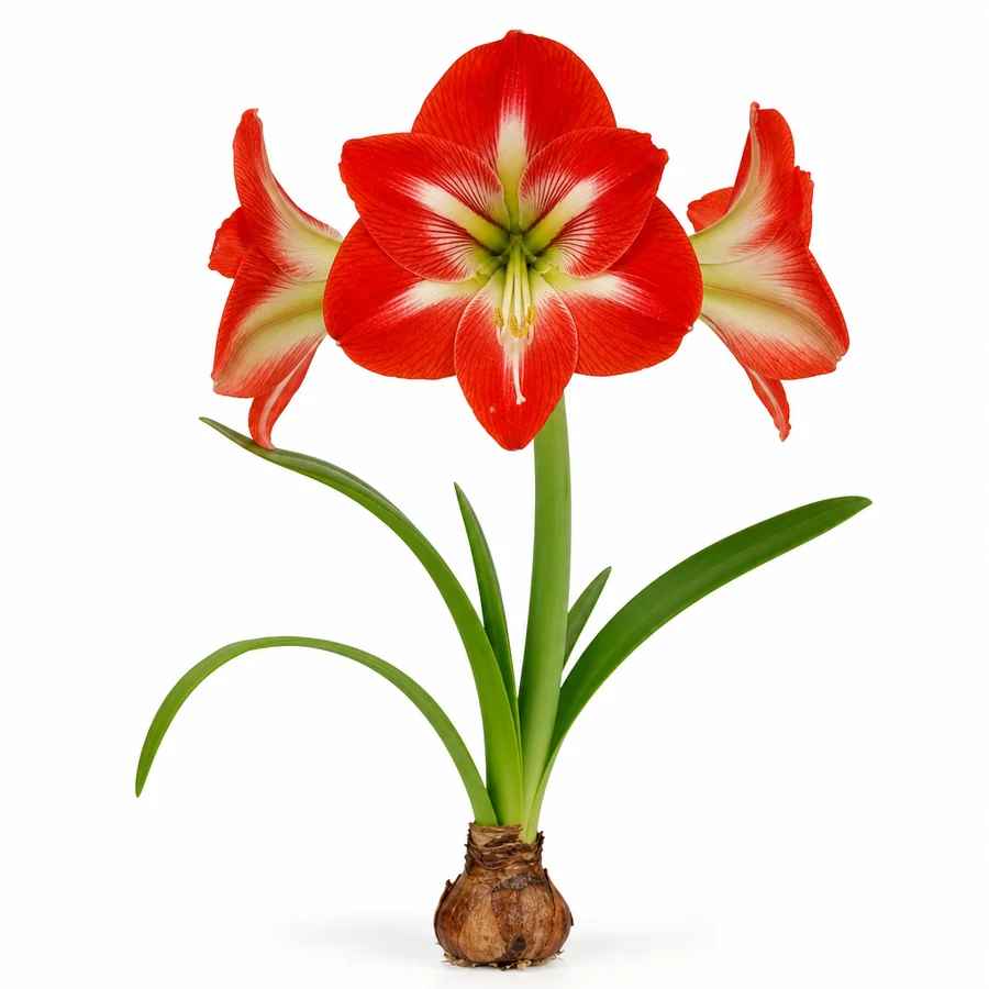 Amarilis (Hippeastrum) pe fundal alb
