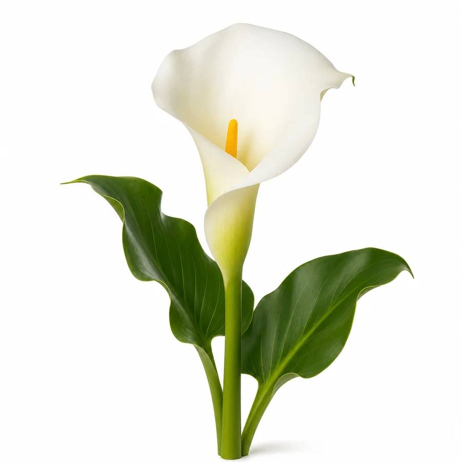 Calla (Zantedeschia) pe fundal alb