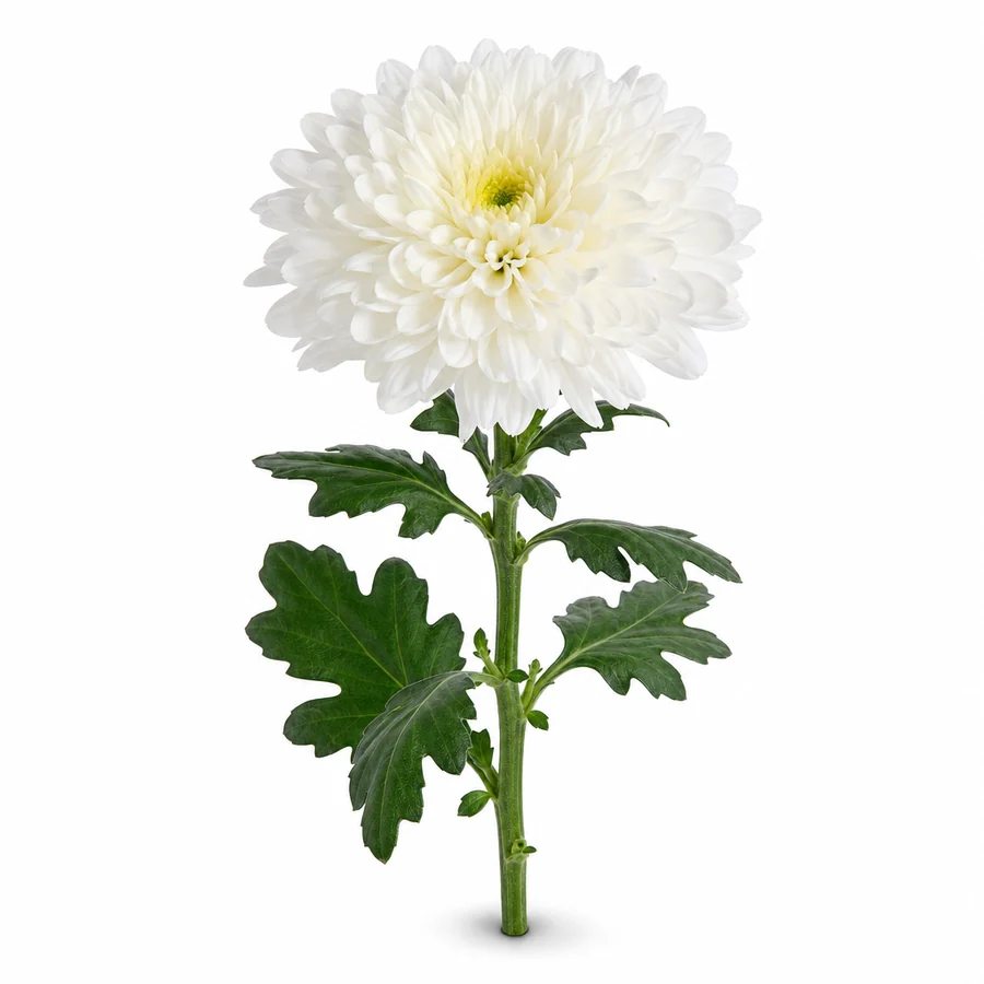 Crizantema (Chrysanthemum) pe fundal alb