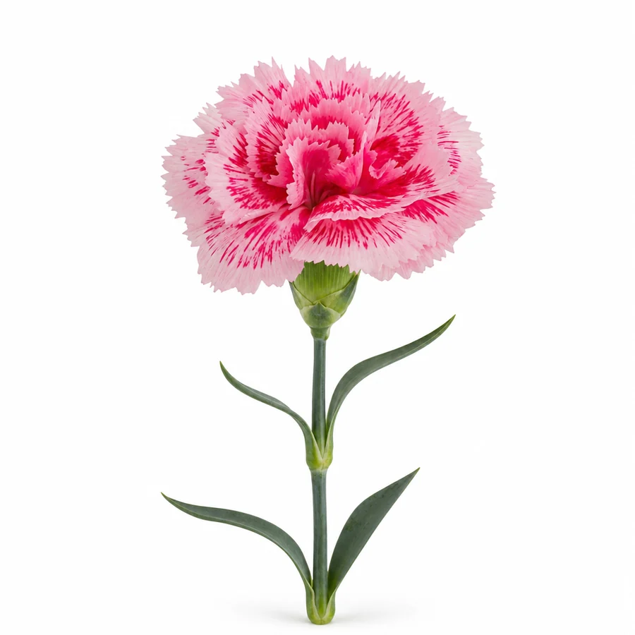 Dianthus (Dianthus) pe fundal alb
