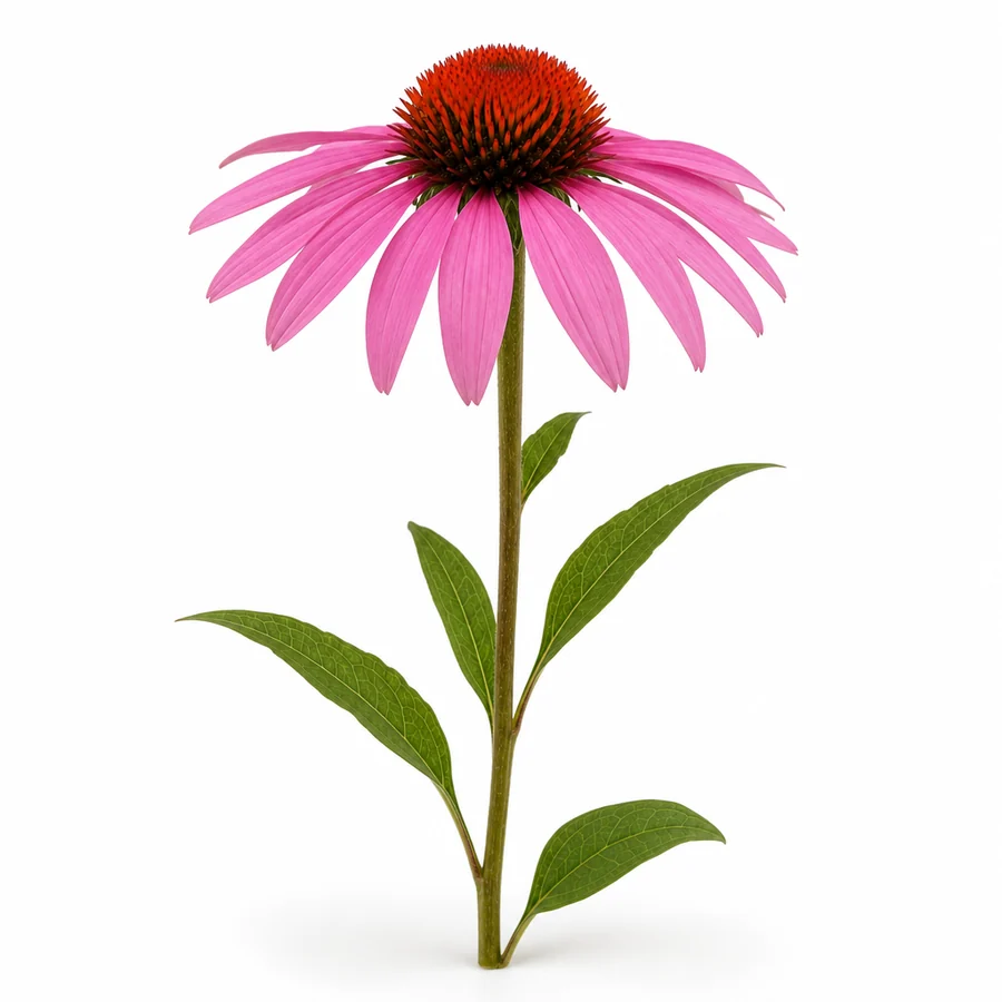 Echinacea (Echinacea purpurea) pe fundal alb