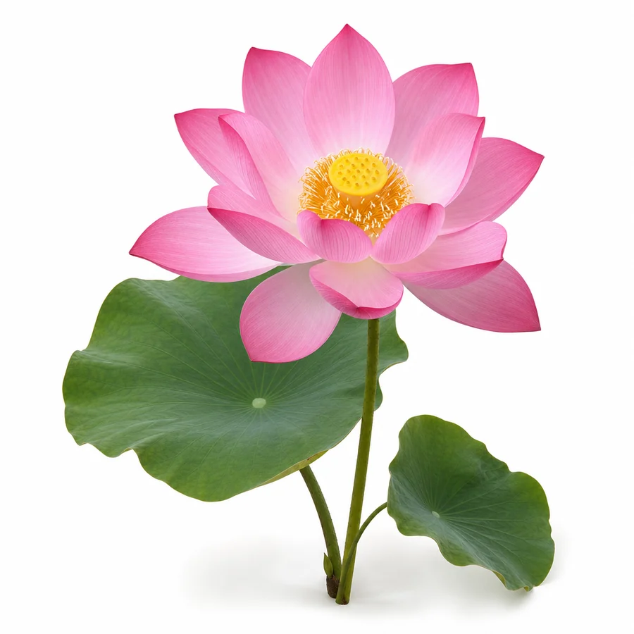 Floare de lotus (Nelumbo nucifera) pe fundal alb