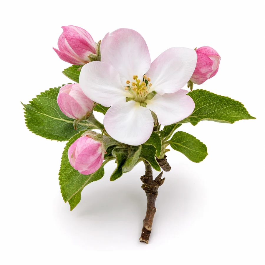 Floare de mar (Malus domestica) pe fundal alb