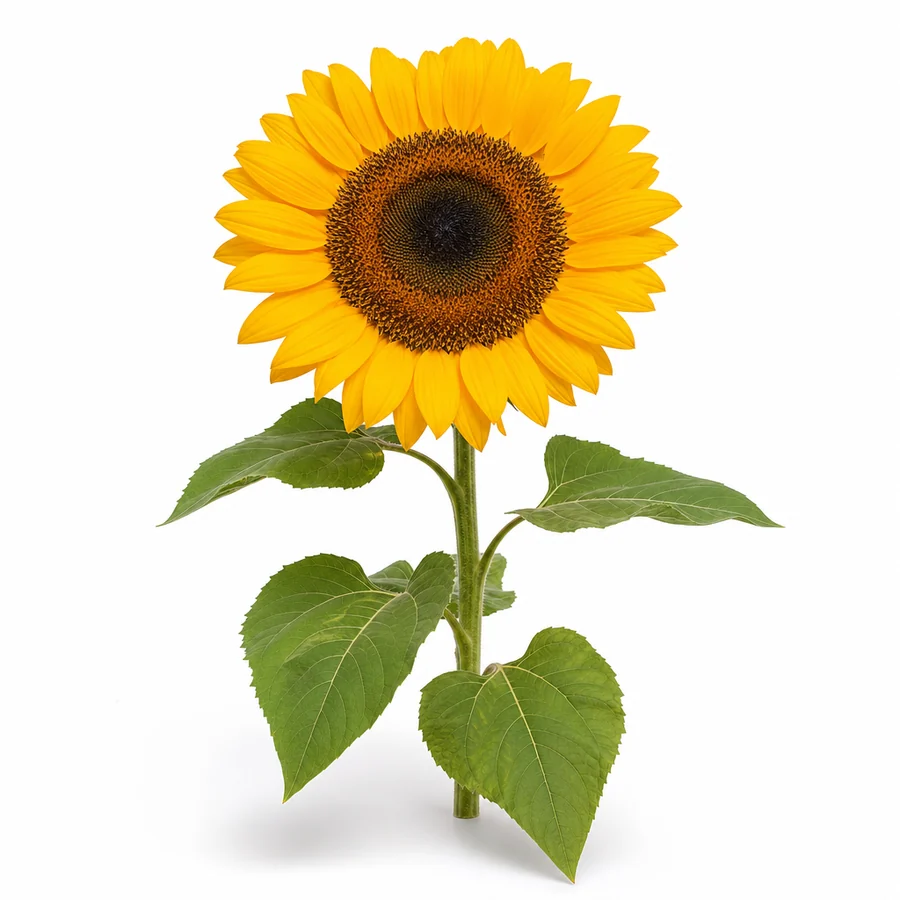 Floarea-soarelui (Helianthus annuus) pe fundal alb