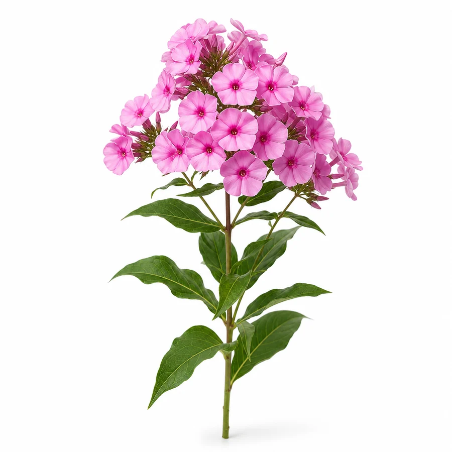 Flox (Phlox paniculata) pe fundal alb