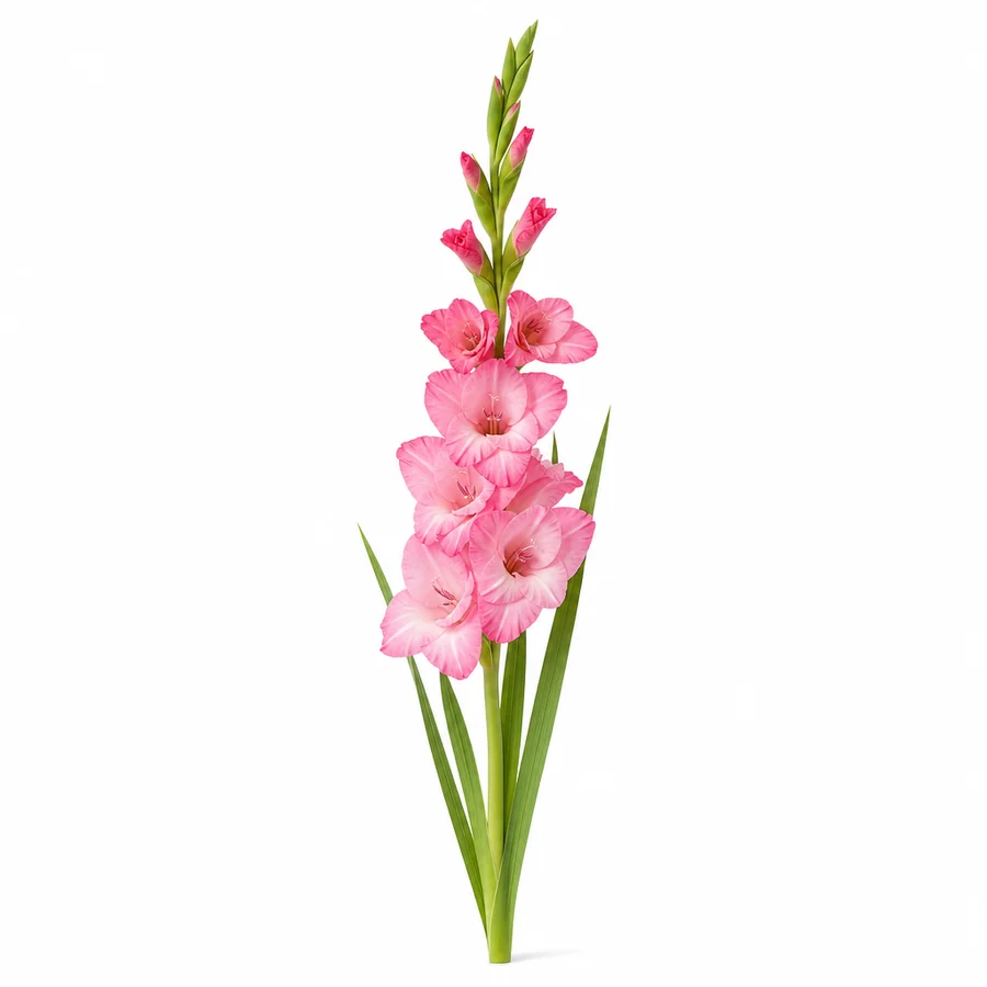 Gladiole (Gladiolus) pe fundal alb