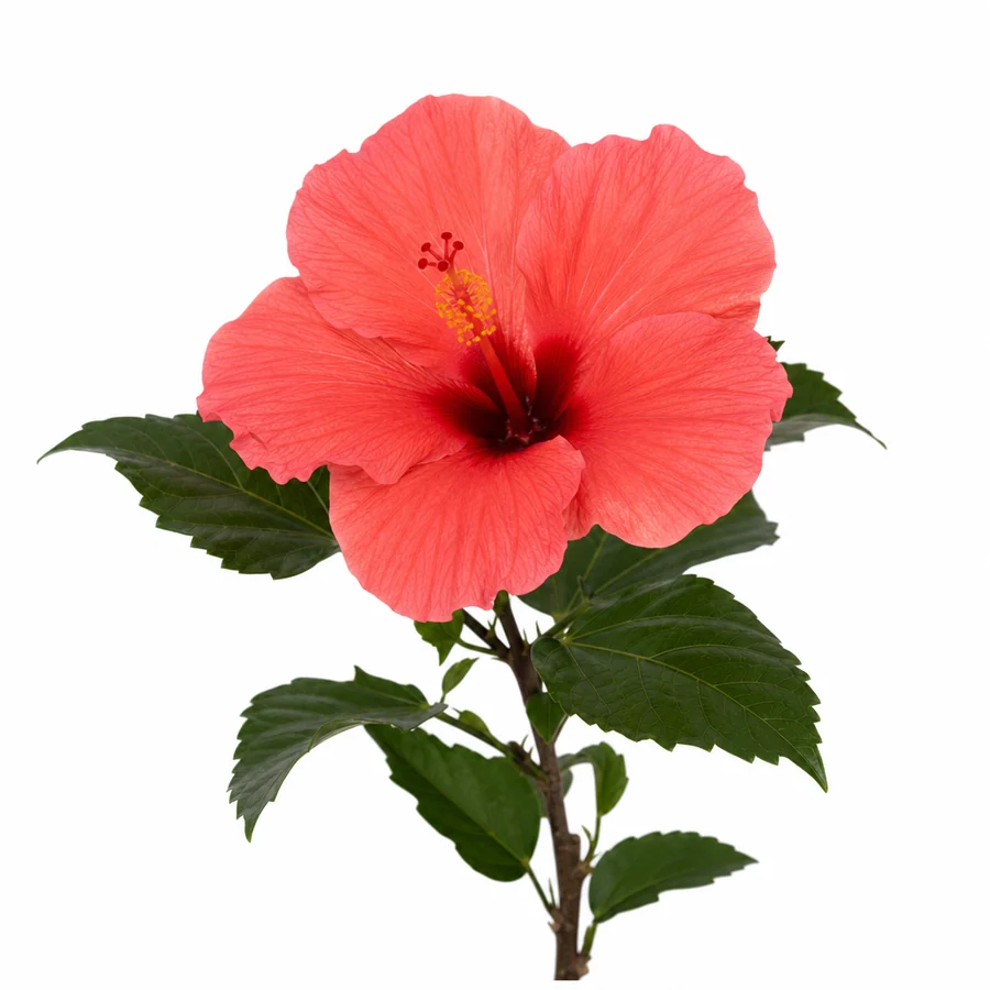 Hibiscus (Hibiscus rosa-sinensis) pe fundal alb