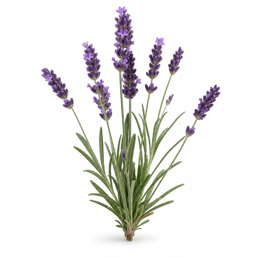Lavanda (Lavandula angustifolia) pe fundal alb