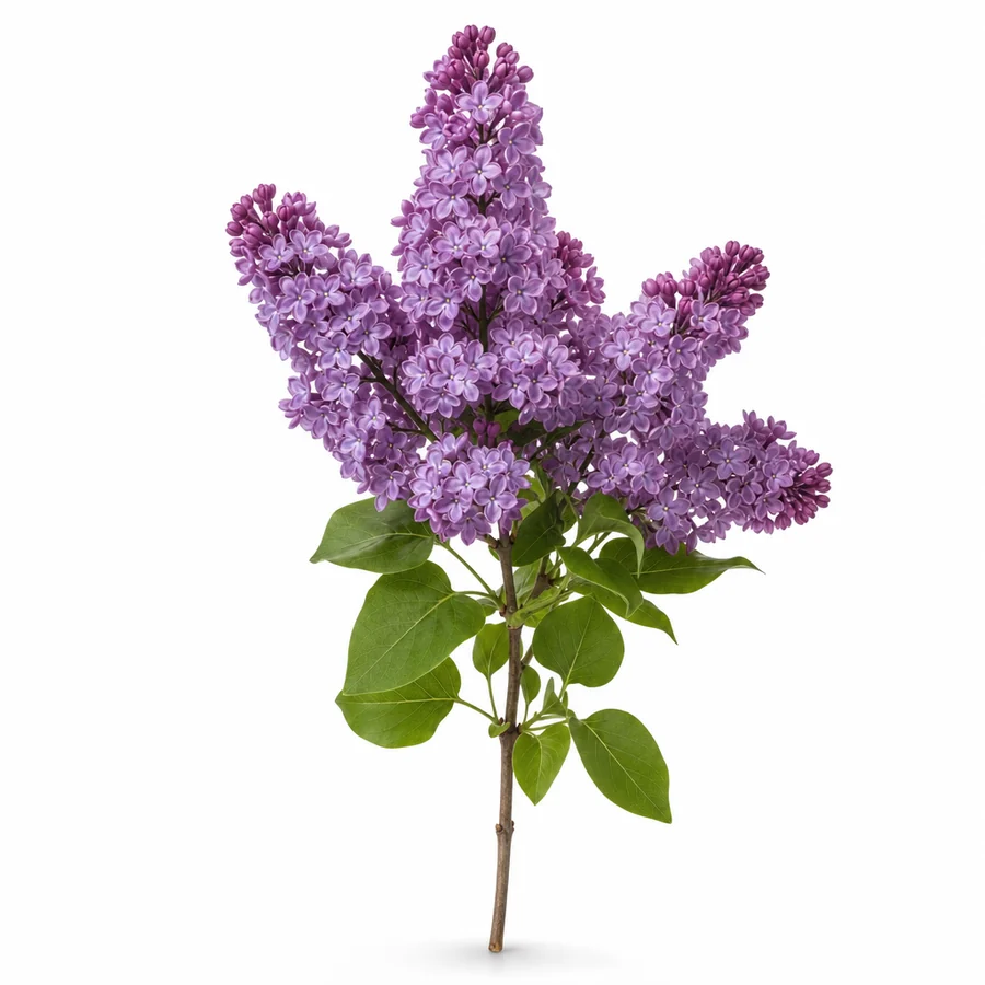 Liliac (Syringa vulgaris) pe fundal alb