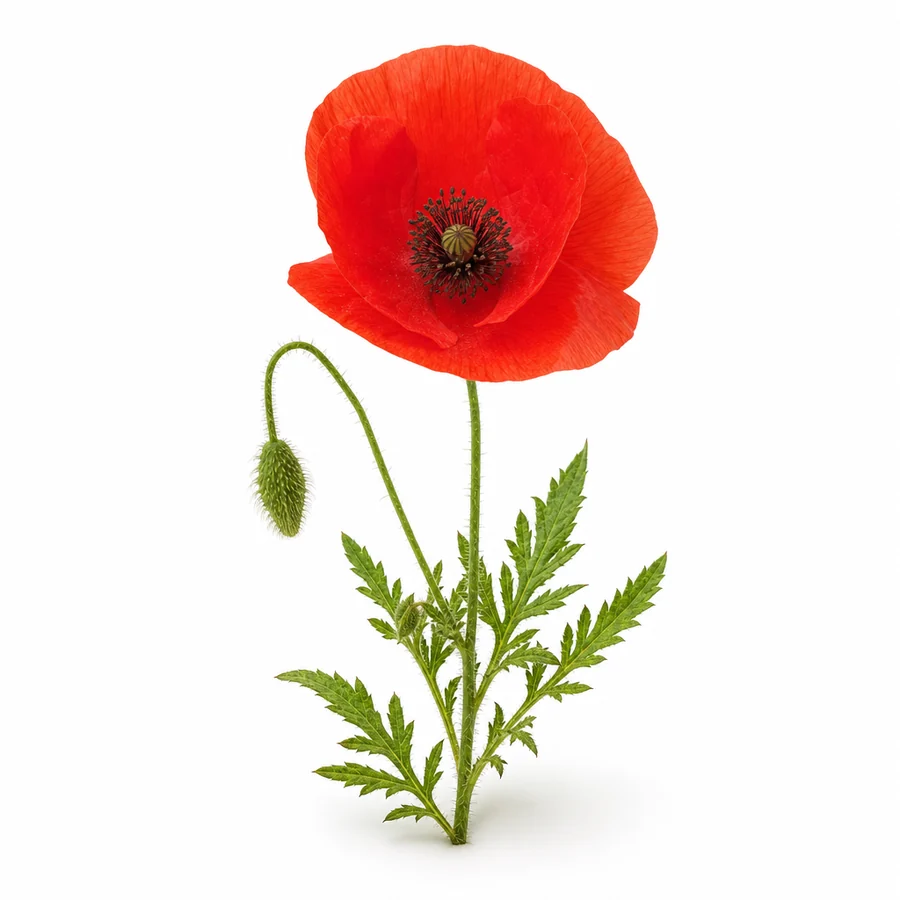 Mac (Papaver rhoeas) pe fundal alb