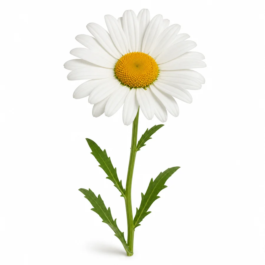 Margareta (Leucanthemum vulgare) pe fundal alb