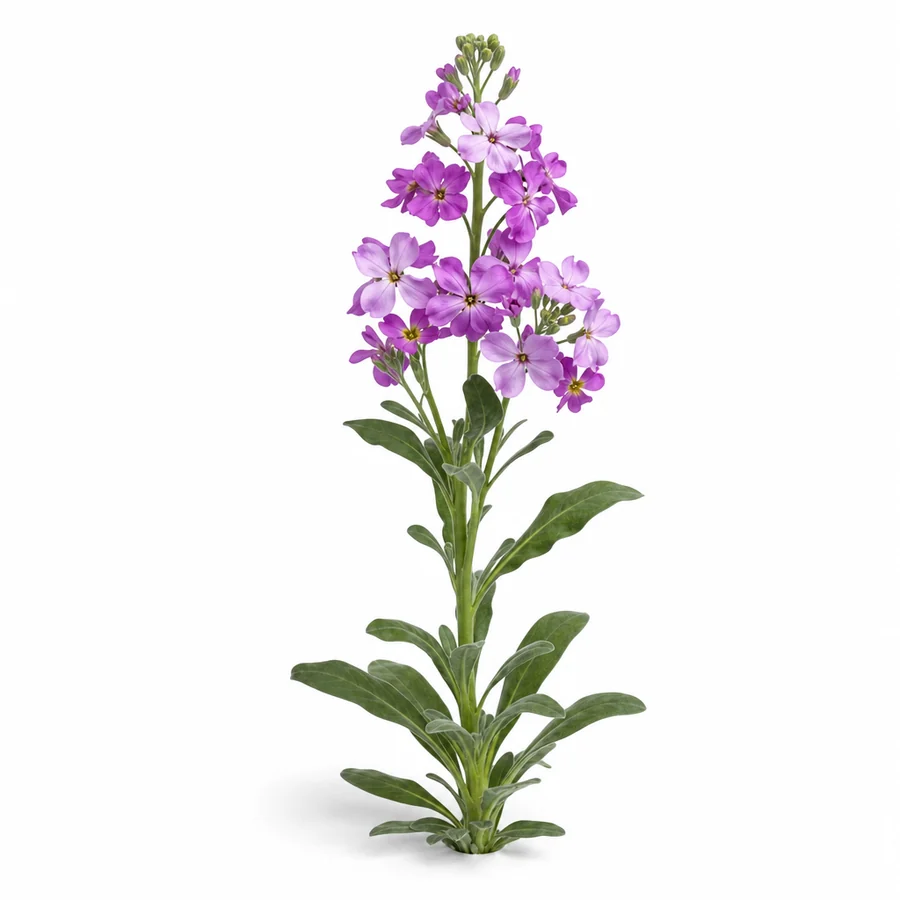 Matthiola (Matthiola incana) pe fundal alb
