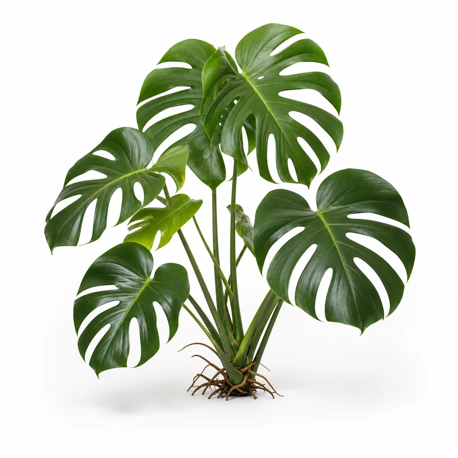 Monstera (Monstera deliciosa) pe fundal alb