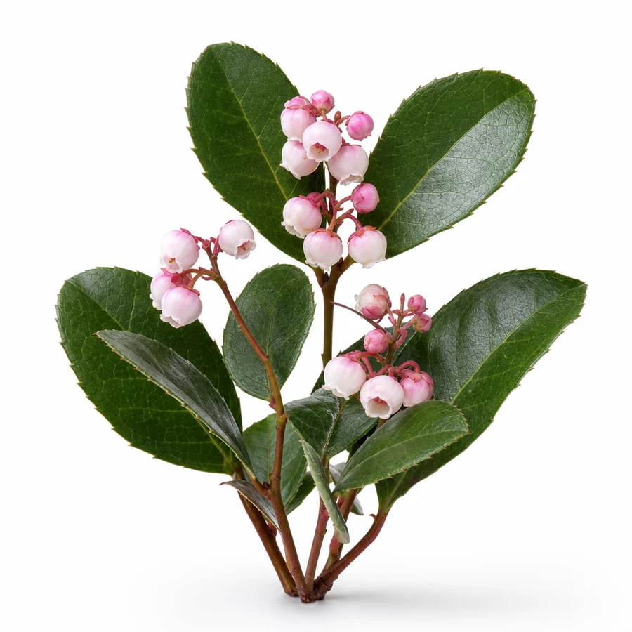 Salal (Gaultheria shallon) pe fundal alb