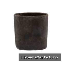 Iron Stone Grey Oval Pot 28x16x29cm