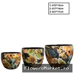 Metaal Berry pot S/3 d21*17cm