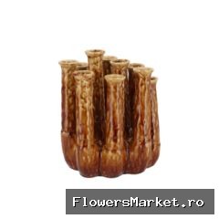 Inga Jahra Brown Vase Tube Active Glaze 26x17x29cm Nm