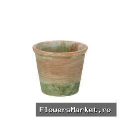 Cement Pot Oud Groen Rood 12x10cm