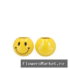 Smiley Yellow Mix Vase Ass 11x11x9cm Nm