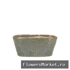 Iron Stone Blue Glazed Oval Pot 23x9x10cm Nm