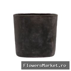 Iron Stone Grey Oval Pot 37x16x37cm