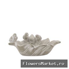 Concrete Bird Bowl Leaf 29x21x13cm