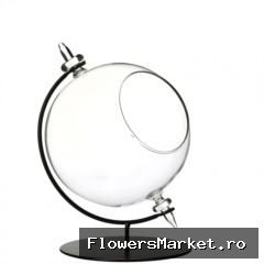 Glas Vaas Bol stand. open d14*20cm
