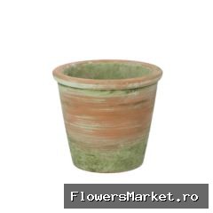Cement Pot Oud Groen Rood 16x14cm