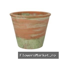 Cement Pot Oud Groen Rood 30x24cm Nm