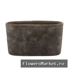 Iron Stone Grey Oval Pot 44x16x25cm