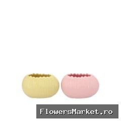 Ella Pink Yellow Pot Oval Ass 16x12x10cm