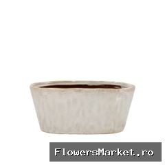 Iron Stone White Glazed Oval Pot 23x9x10cm