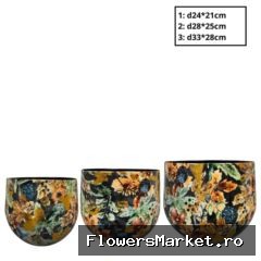 Metaal Berry pot S/3 d33*28cm
