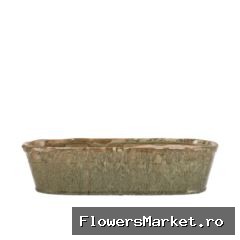 Iron Stone Sand Glazed Oval Pot 32x10x8cm