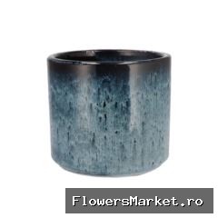 Javea Cilinder Pot Glazed Blue 20x18cm