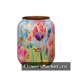 Metaal Tulips vaas d21*24cm