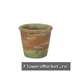 Cement Pot Oud Groen Rood 14x12cm