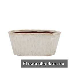 Iron Stone White Glazed Oval Pot 25x13x11cm