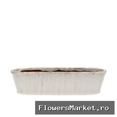 Iron Stone White Glazed Oval Pot 32x10x8cm