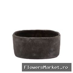 Iron Stone Grey Oval Pot 28x16x13cm