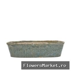 Iron Stone Blue Glazed Oval Pot 32x10x8cm Nm